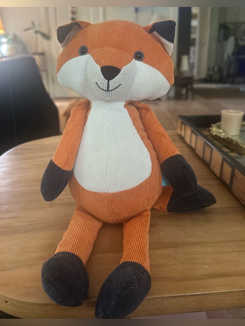 Corduroy Fox Plush Toy - Orange and White Cute Snuggle Buddy like new 13”